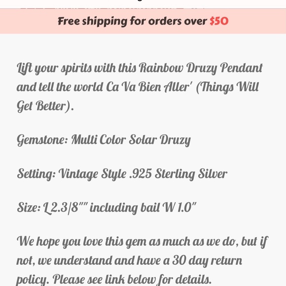 Rainbow Solar druzy vintage silver pendant - Picture 2 of 2